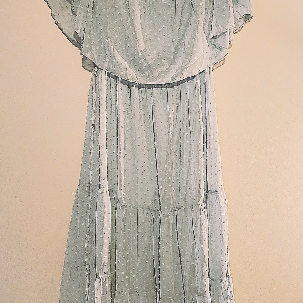 Textured Tiered Maxi Dress in Dusty Blue - Picture 2 of 2